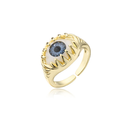 18K Gold Plated Thick Band Evil Eye Ring