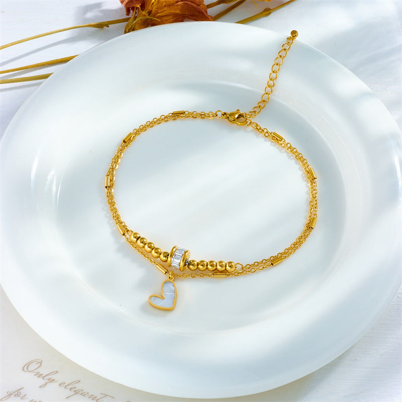 Gold Heart Charm Anklet