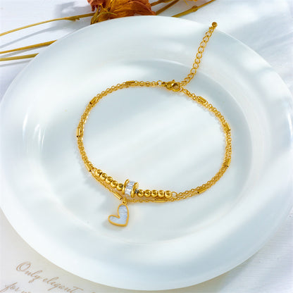 Gold Heart Charm Anklet