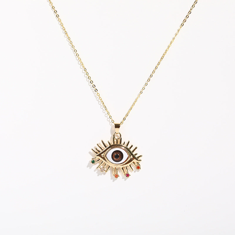 Cubic Zirconium Evil Eye Charm Necklace