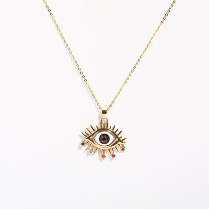 Cubic Zirconium Evil Eye Charm Necklace