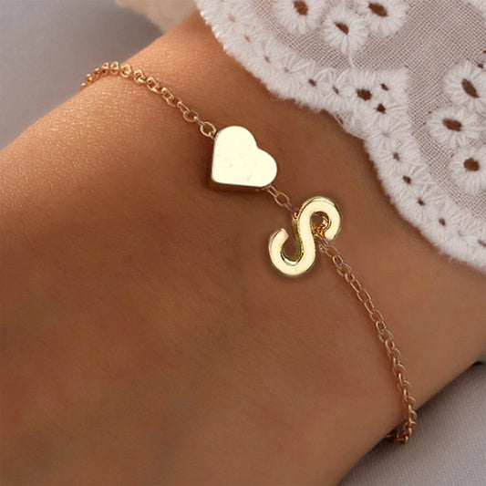 Heart & Initial Charm Bracelet