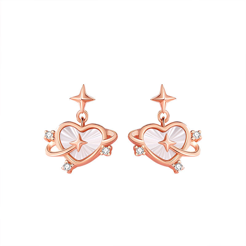 Rose Gold Heart Stud Earrings