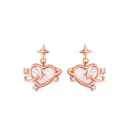 Rose Gold Heart Stud Earrings