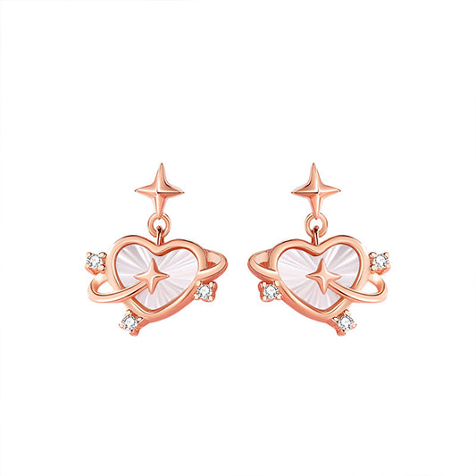 Rose Gold Heart Stud Earrings