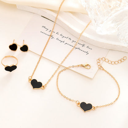 Heart Charm Jewellery 4 Piece Set