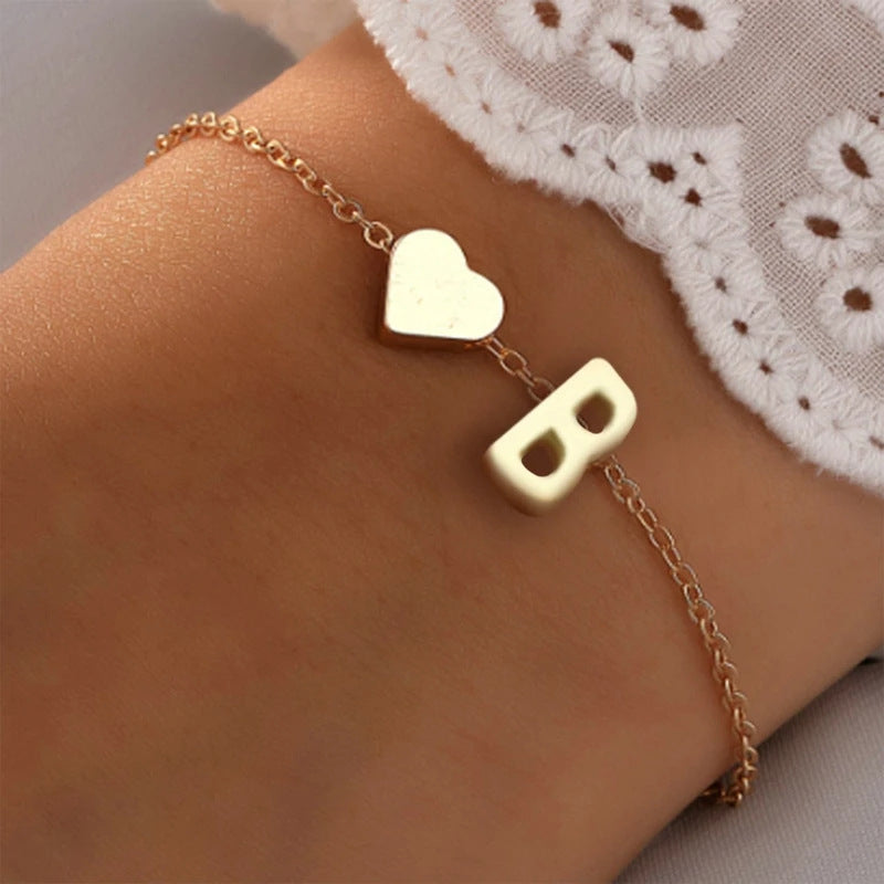 Heart & Initial Charm Bracelet