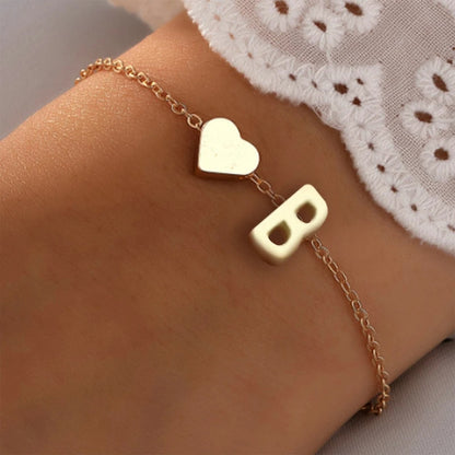 Heart & Initial Charm Bracelet