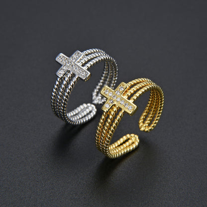 Glimmering Cross Ring