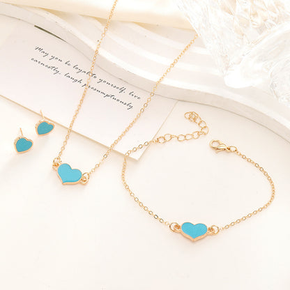 Heart Charm Jewellery 4 Piece Set