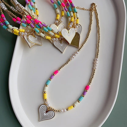 Beaded Heart Charm Necklace Collection