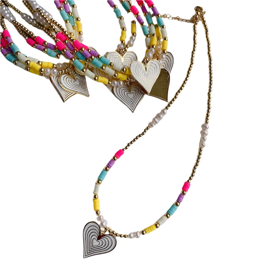 Beaded Heart Charm Necklace Collection