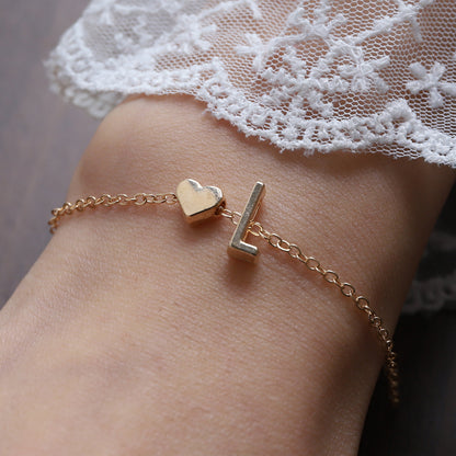 Heart & Initial Charm Bracelet