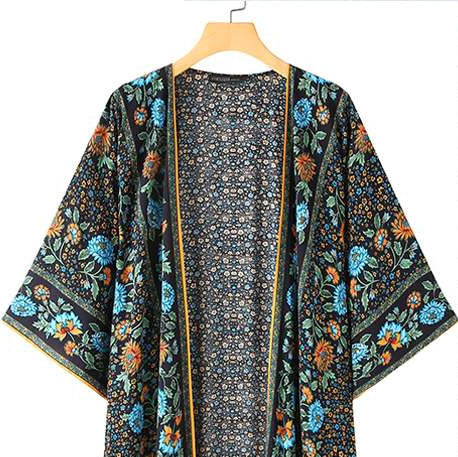 Boho Chic Floral Print Long Kimono/Robe