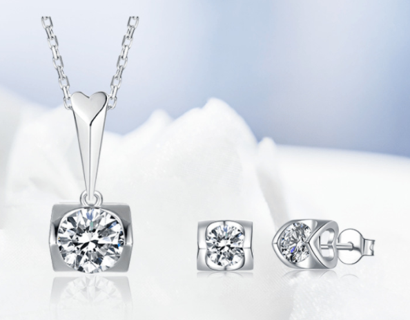 Moissanite Heart Necklace/Earrings