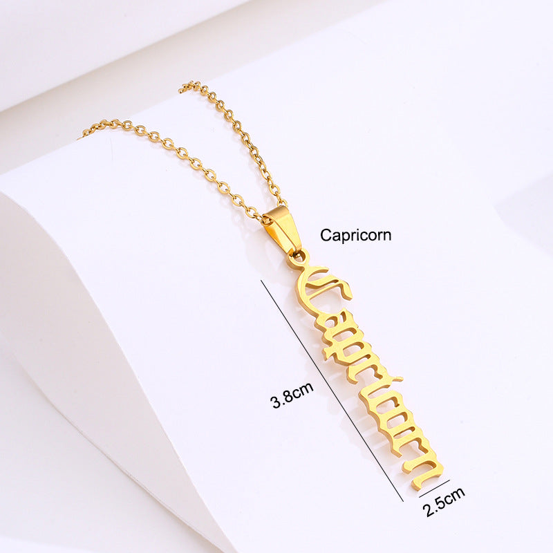 Zodiac Script Necklace