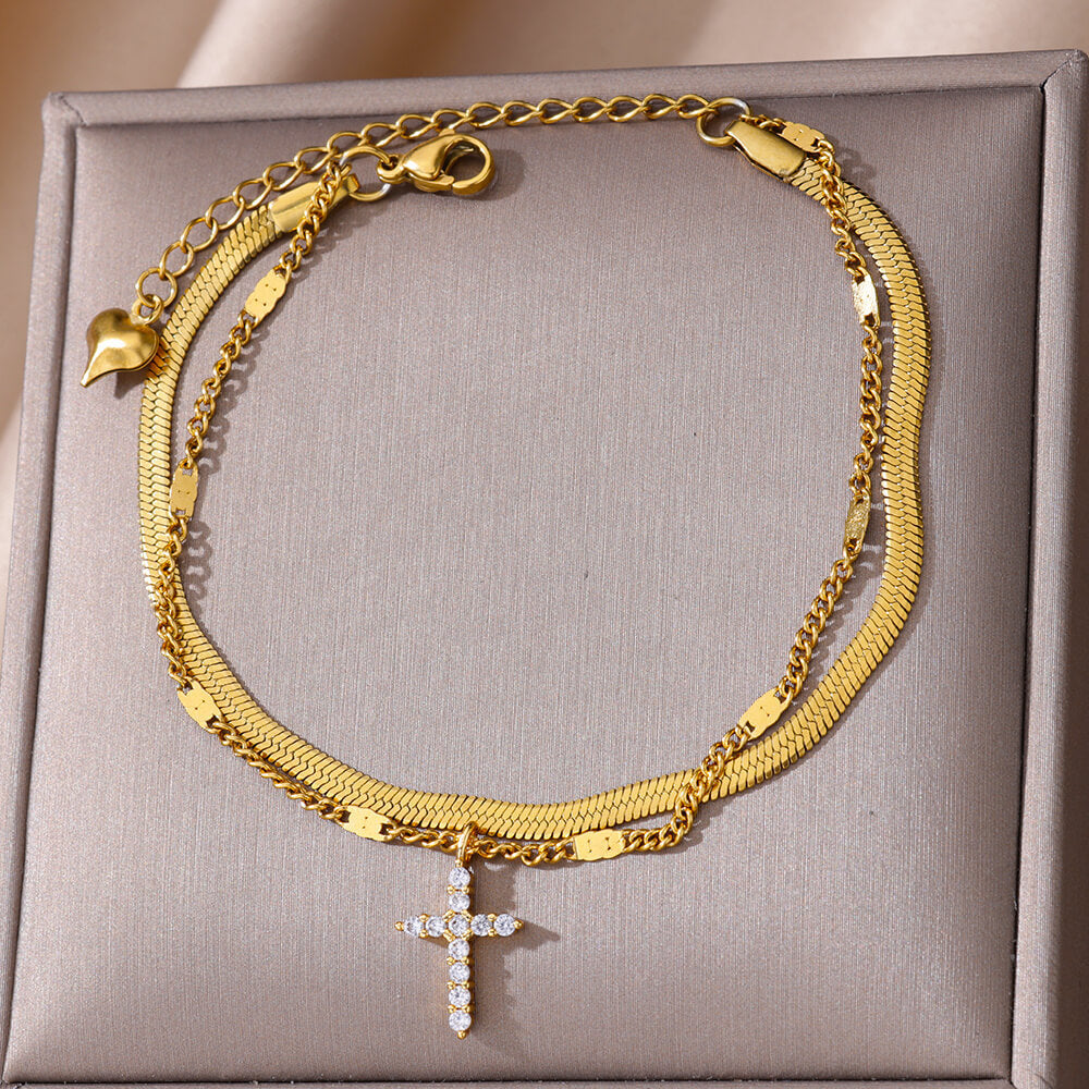 Gold Style Layered Anklet