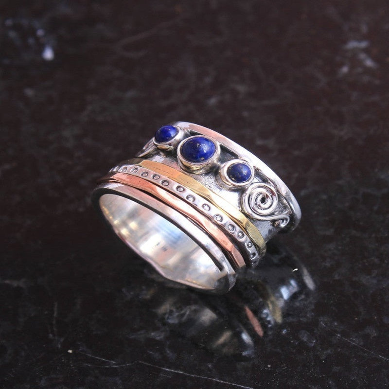 Vintage Layered Look Blue Ring