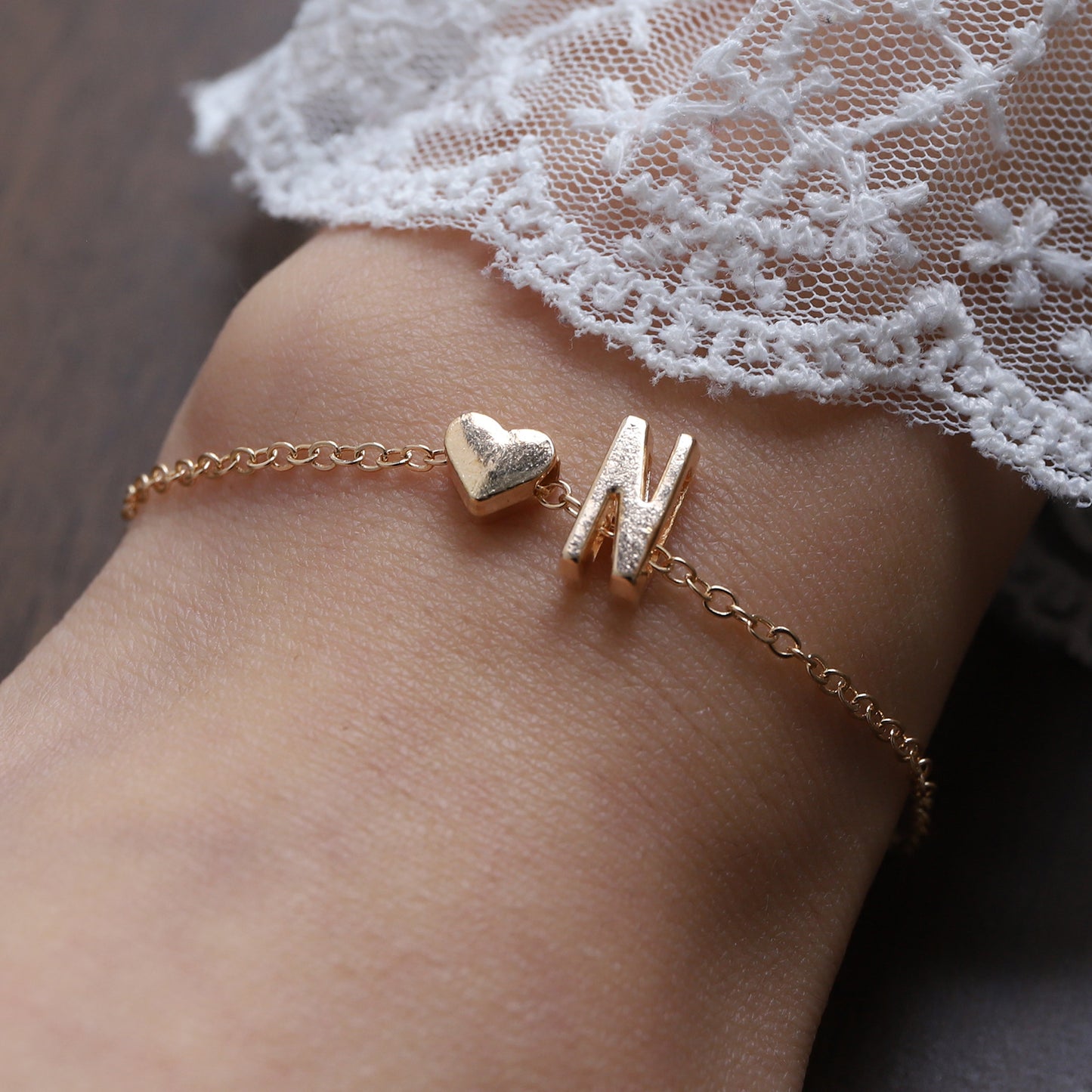 Heart & Initial Charm Bracelet