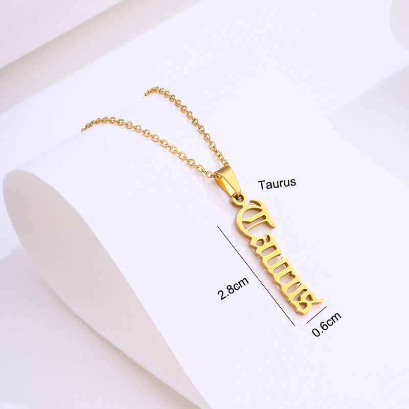 Zodiac Script Necklace