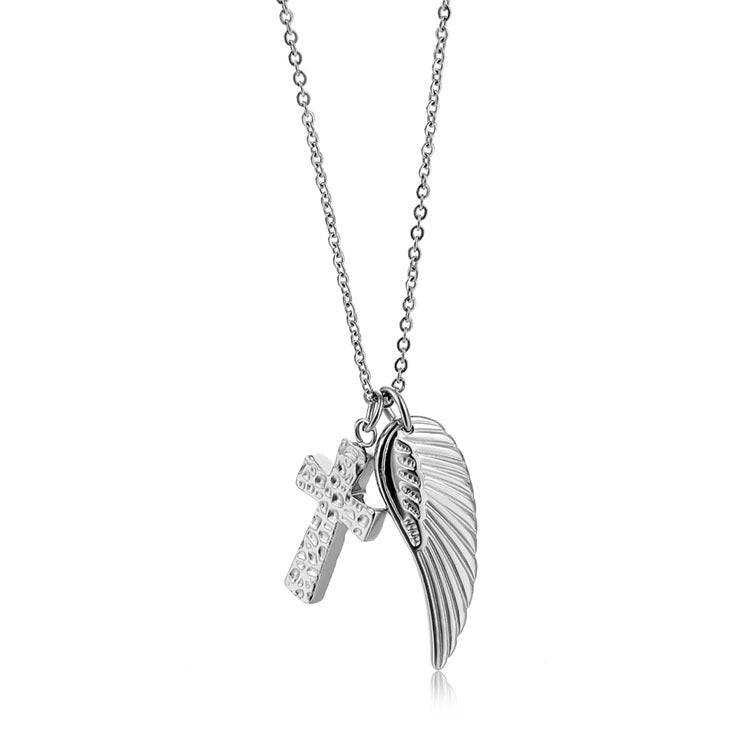 Cross & Angel Wing Pendant