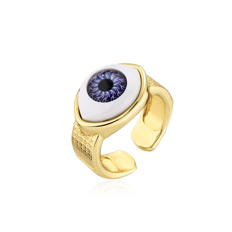 18K Gold Plated Thick Band Evil Eye Ring