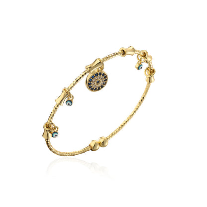 Gold Look Evil Eye Charm Bracelet