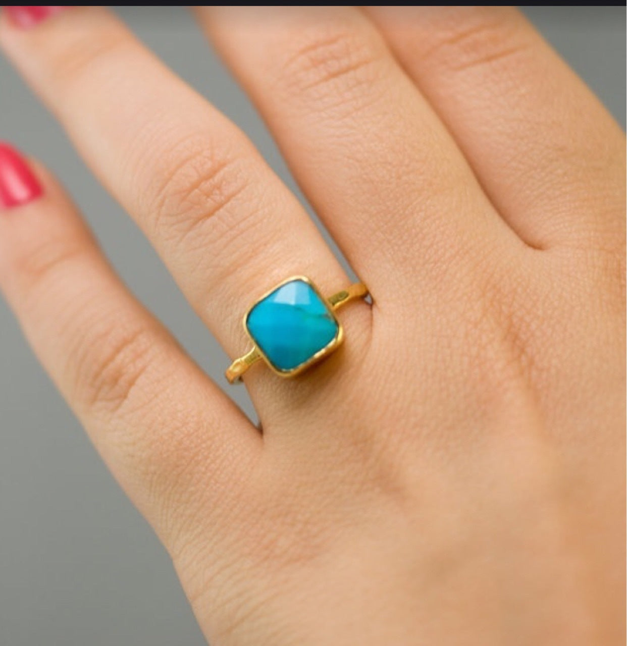 18k Gold Plated Turquoise Ring