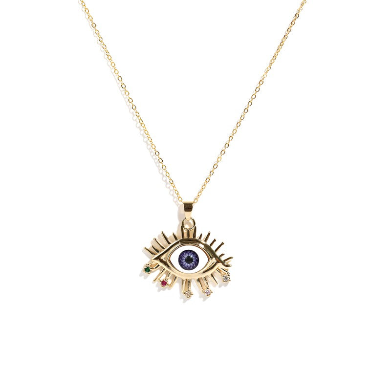 Cubic Zirconium Evil Eye Charm Necklace