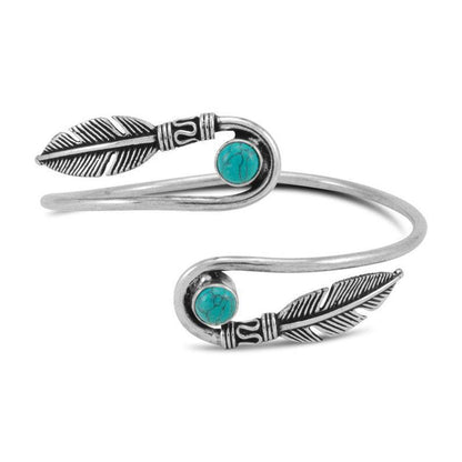 Feather & Stone Silver Wrap Bracelet