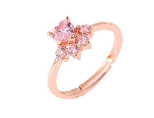 Rose Gold Paw Print Heart Ring