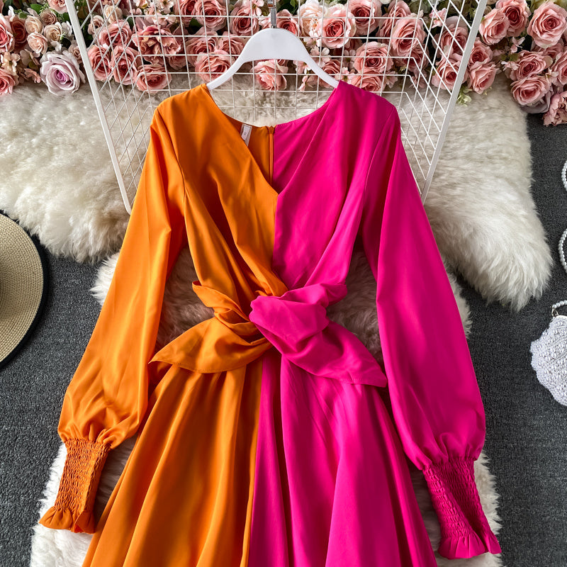 Two Tone Pink & Orange Summer Dress