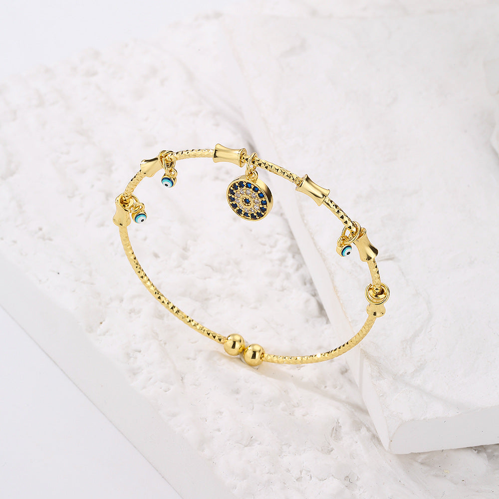 Gold Look Evil Eye Charm Bracelet