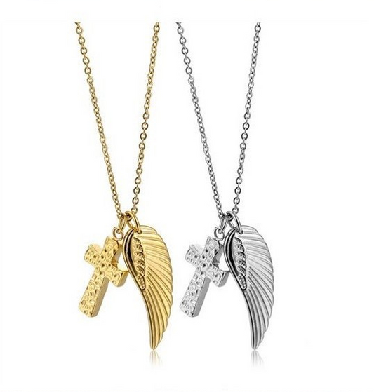 Cross & Angel Wing Pendant