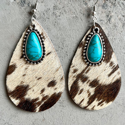 Turquoise Animal Print Earrings