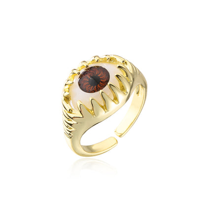 18K Gold Plated Thick Band Evil Eye Ring