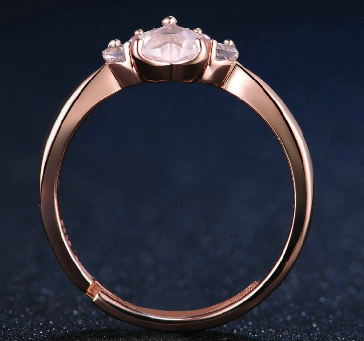 Rose Gold Paw Print Heart Ring