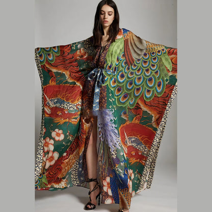 Dragon Print Long Kimono/Robe